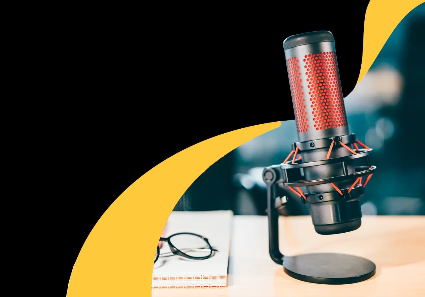 Microfone profissional para gravação de podcast no estúdio SeuPodcast.Studio em São Paulo